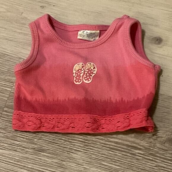 Build-A-Bear Workshop BAB Pink Tank Top Flip Flop Shirt Clothing - Picture 1 of 4
